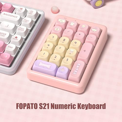 Wireless Number Pad Keyboard Mechanical Numpad Numeric Keypad for Laptop | Bluetooth Creamy 10 Key RGB Portable Cute Financial Accounting Rechargeable for Windows, PC, BT5.0/2.4G, Pink S21 - color: Pink