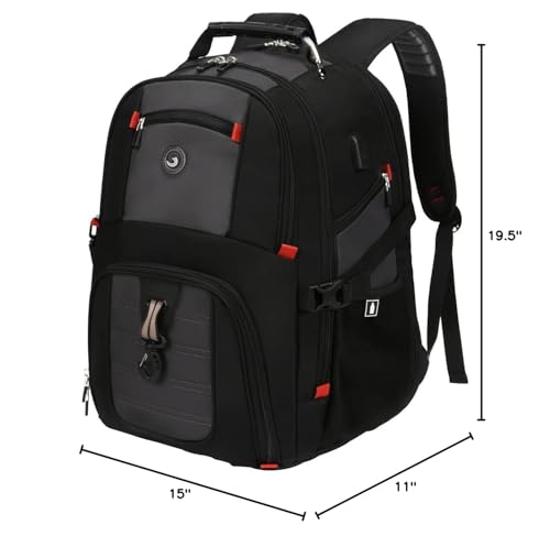 SHRRADOO Extra Large Travel Laptop Backpack for Men, Work College Backpacks | Fit 17 Inch Laptops, with Combination Lock, Carry On Flight Approved, 50L Big Bags, Business Backpack ,High Schoolbag - color: Grey