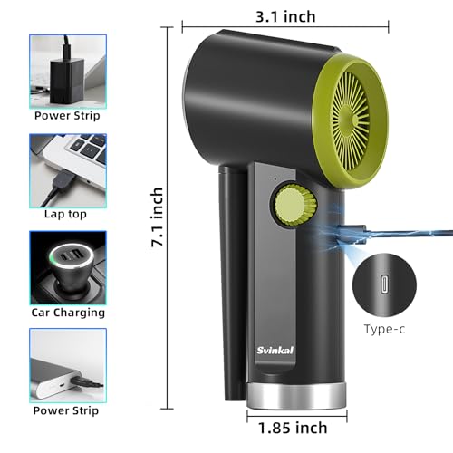 Compressed air Duster Electric, Computer air Blower Gun, air Blower for Computer Keyboard, Cordless air Duster, for Cleaning Camera Toys Greenery Computer Keyboard, etc（Brushless Motor）