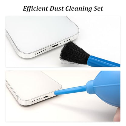 2-Pack Soft Brush Manual Rubber Air Blower Dust Cleaner for Camera, Telescope, Microscope, and Electronics – Black & Blue