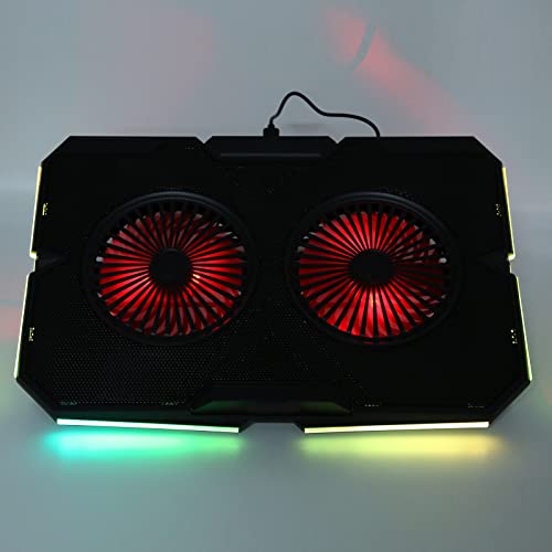 RGB Laptop Pad with Dual Silent Fans, Gaming Laptop Cooler Stand with 7 s Height Adjustment, 2 USB Ports and RGB s for 14in to 17in Lap, y Panel