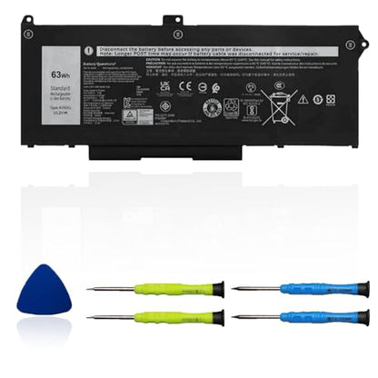 RJ40G 63Wh Laptop Battery Replacement for Dell Latitude 14 5420 Latitude 15 5520 Precision 15 3560 Series M033W P137G P104F P104F001 P104F002 075X16 1K2CF WY9DX 0WK3F1 0M3KCN 15.2V 3941mAh - size: 8.66*5.71*0.24 inch RJ40G