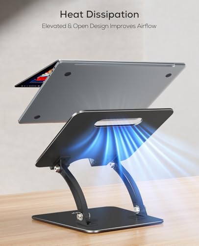 Nulaxy Fully Adjustable Laptop Stand for Desk, Dual Foldable Computer Riser with Heat-Vent, Ergonomic Notebook Holder Portable Office Accessories Compatible with Most Laptops, Black - color: Black