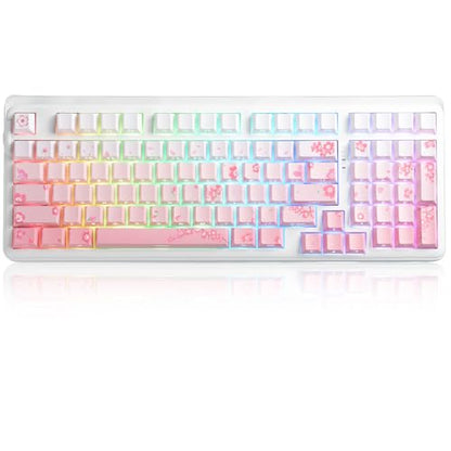 DAREU EK98pro Sakura Pink Wireless Mechanical Keyboard,Tri-Mode BT/2.4GHz/USB-C Creamy Gaming Keyboard with Number Pad,Gasket Structure,Hot Swappable Custom,RGB Backlit for Win/Mac - color: Sakura Pink-D