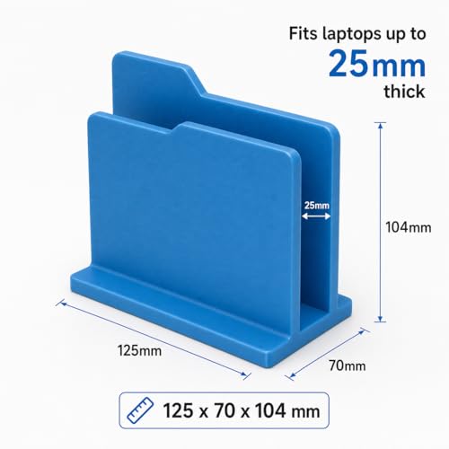 Vertical Laptop Stand for Desk, Folder-Style Notebook Holder, 15mm Slot, 76 x 42 x 63 mm, Blue - color: Blue, size: 15mm Slot