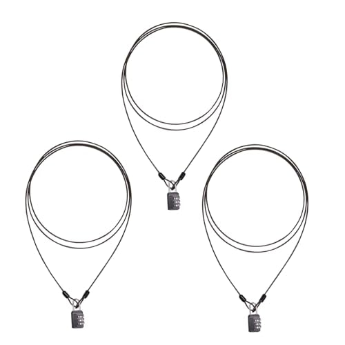 3Pcs 6.6Ft Black Long Security Cable Lock, 2.5mm Security Cables with Loops Double Loops Steel Bike Lock Cable Long Cables Locks Wire for Outdoor Clothesline Luggage - color: Black, size: 6.6Ft x 2.5mm + Lock (3 Pack)