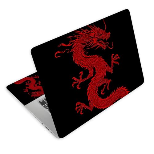 Universal Laptop Skin Decal, 3-Piece Vinyl Protector for 12 13 14 15.6" Notebook, Waterproof Anti-Scratch, Easy Trim & Bubble-Free Finish, Red Chinese Dragon - color: Red Chinese Dragon