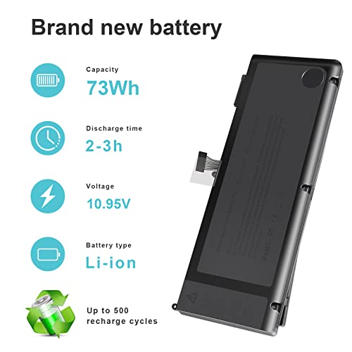 A1321 A1286 (Only for Mid 2009 Mid 2010 Version) Laptop Battery for MacBook Pro 15 Inch Battery A1321 A1286 MC371LL/A MC372LL/A MB985 MB986 MC118 020-6380-A 020-6766-B 661-5211 661-5476 661-5844 73Wh - size: 10.33*3.01*1.13inch
