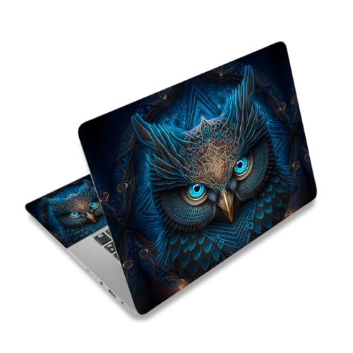 12.1-15.6 Inch Laptop Skin Decal, Universal Reusable Vinyl Laptop Cover Sticker, Waterproof Art Decal Protector - Blue Owl - color: Blue Owl