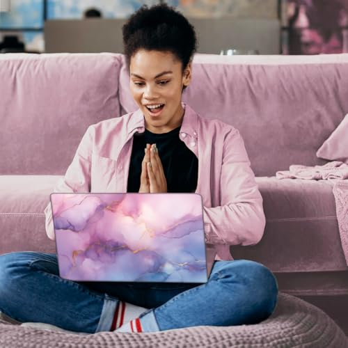 SUPERDANT Imitation Marble Laptop Skin Pinkish Purple Laptop Sticker PVC Computer Stickers Waterproof Art Decal Protector 12" 13" 13.3" 14" 15" 15.4" 15.6" Notebook Art Decal Protector Pink Blue - color: Pink+blue