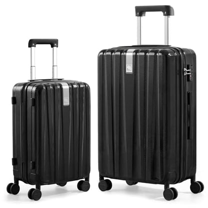 Hanke Luggage Sets 2 piece Carry On Luggage with Wheels PC Hard Shell Suitcases Lightweight Checked Travel Luggage Large Travel Suitcase Woman Men 20/29 Inch(Jet Black) - color: Jet Black, size: 2 Piece Set（20/29）