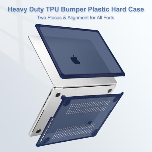 MOSISO Compatible with MacBook Pro 14 inch Case M5 M4 M3 M2 M1 2026-2021 | 3 in 1 Kit Anti-Crack Hard Shell with TPU Bumper, A3427 A3426 A3434 A3112 A3185 A3401 A2918 A2992 A2779 A2442, Navy Blue - color: Navy Blue