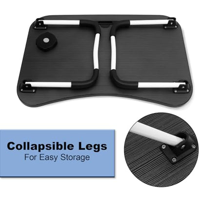 Portable Laptop Bed Desk, Foldable Laptop Table with Slot, 60 x 40 x 28 cm Foldable Legs, Ergonomic Design for Kitchen, Office, Bedroom, Sofa/Floor, Black