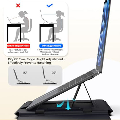 Nillkin Laptop Sleeve 14.2 inch, PU Leather Sleeve with Stand and Carry Go Handle for HP Dell ASUS MacBook 13,Tablet, e-Book Reader,Laptop 13-14 inch Bag Case (Black, 13.98 * 9.57 * 0.79 inch) - color: Black, size: 14.2 inch