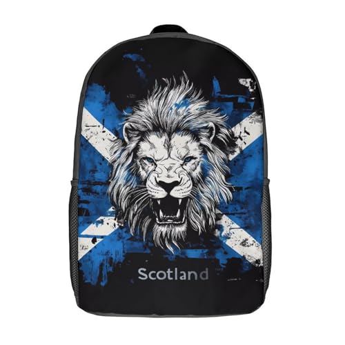 Scotland Scottish Lion 17 Inch Travel Backpack Deep Storage Laptop Shoulder Bags for Men Women