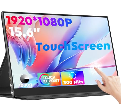 ZSCMALLS 15.6'' 1080P 60HZ Touch Portable Monitor for Laptop, 1920P×1080P Touch Screen with HDR, 100% sRGB 1000:1, Ultra Slim & Eye Care,Travel Monitor External for Laptop, Mac, PC, PS5, Xbox