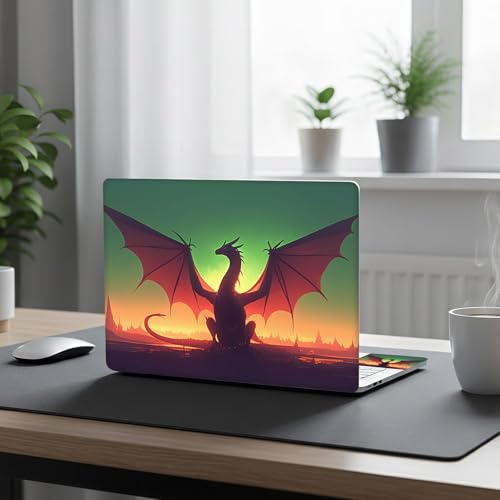 Aesthetic Laptop Skin Cover,12-15.6 Inch Universal Vinyl Sticker Decal,Waterproof Scratch-Resistant Notebook Wrap,Removable Residue-Free Protector,Dragon Silhouette Sunset - color: Dragon Silhouette Sunset