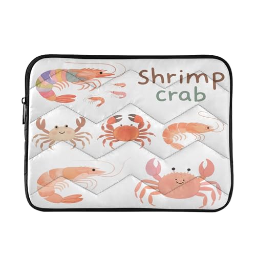 Cute Shrimp Crab 15-16 Inch Quilted Laptop Sleeve Case Soft Notebook Protector Bag Computer Carrying Case - color: Cute Shrimp Crab, size: Large