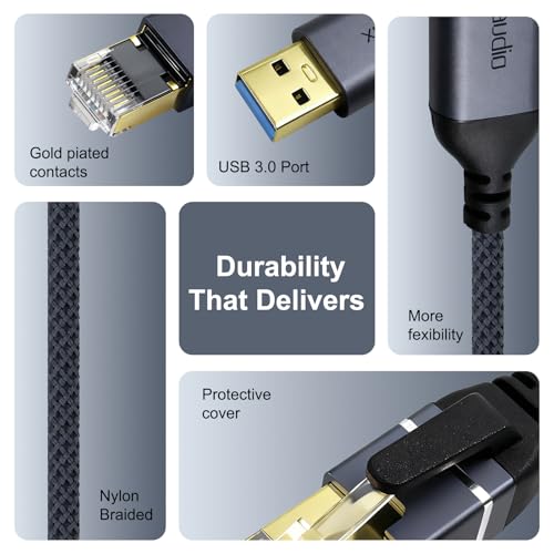 Ethernet to USB 3.0 A Cable, Slim USB to RJ45 Gigabit Internet LAN Network Cable, Directly Connected, Compatible with Laptop, Desktop PC, Switch, 4ft/1pk - size: 4 feet, style: USB A to Ethernet