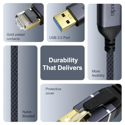 Ethernet to USB 3.0 A Cable, Slim USB to RJ45 Gigabit Internet LAN Network Cable, Directly Connected, Compatible with Laptop, Desktop PC, Switch, 4ft/1pk - size: 4 feet, style: USB A to Ethernet