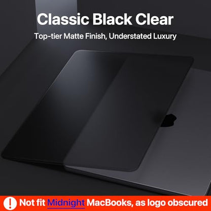 Macaset for MacBook Air 15 inch Case M5 M4 M3 M2 2026-2023 Mac Laptop Cover | Matte Black Clear, Protective Hard Shell, Anti Fingerprint & Scratch, Crack Resistant, Close Seamlessly, Ultra Thin, Snap Fit - color: Classic Black Clear