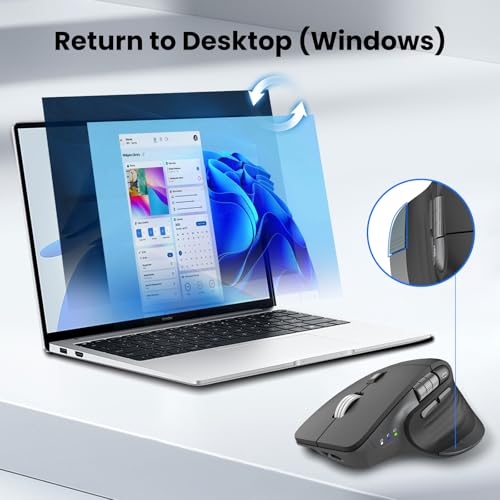 CITLLA Ergonomic Bluetooth Mouse for Laptop, Rechargeable Wireless Mouse with Multi-Device Switching, Silent Click, Flying Scroll & Thumb Wheel, 4800 DPI for PC, Mac, Tablet and Phone (Black) - color: Black