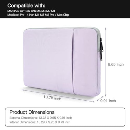 Laptop Sleeve Case for MacBook Air 13 inch M2 M3 M4 A3240 A3113 2025-2023, Compatible with MacBook Pro 14 inch M5 M4 M3 M2 M1 Pro Max A3112 A3185 A3401 A2779 A2442 A2918 Water Resistant Bag-Purple - color: Purple, size: 13.6 inch