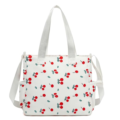 Phaoullzon Kawaii Messenger Bag Cute Purse Girls/Teens Crossbody Tote for Work - color: Cherry Leaf, style: Large(can Fit 14" Laptop)