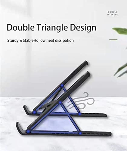 Laptop Stand for Desk with Phone Holder,Anti-Slip Foldable Laptop Riser,Adjustable Portable Stand,Compatible with MacBook Air Pro, HP, Lenovo, Dell, More 10 to 17” Laptops and Tablets (Black)
