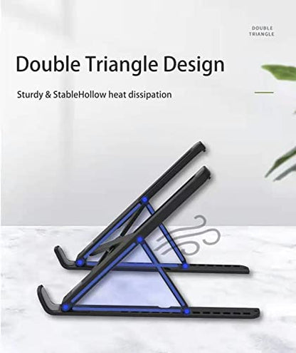 Laptop Stand for Desk with Phone Holder,Anti-Slip Foldable Laptop Riser,Adjustable Portable Stand,Compatible with MacBook Air Pro, HP, Lenovo, Dell, More 10 to 17” Laptops and Tablets (Black)