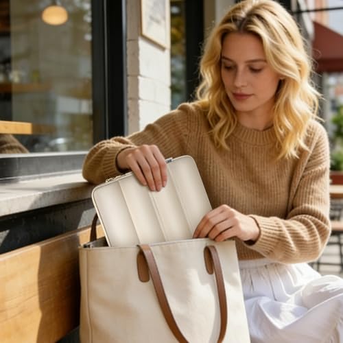 TECOOL Waterproof Puffy Laptop Case 14 Inch,Laptop Sleeve 14 Inch Compatible with Lenovo Thinkpad Ideapad HP Dell ASUS,MacBook Air 15 etc 14" Computer Case with Horizontal Pocket&Small Bag-Sand - color: Sand, size: 14 Inch