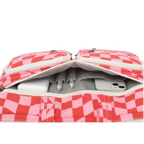 DACHEE Laptop Shoulder Bag for 15 Inch/15.6 Inch Macbook Pro - color: New Pink Checher