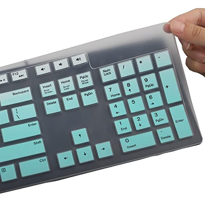 Keyboard Cover Skin for Dell KM636 KB216 KB216t KB216d KB216p Wired & Wireless Keyboard, Dell Optiplex 5250 3050 3240 5460 7450 7050, Dell Inspiron Desktop 24" 27" 5400 5490 7700 7790 3475 3670 3477 - color: MInt Green