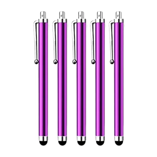 HESSION 5 Pack Stylus Pen for All capacitive Touch Screens Suitable for iPhone Ipad Samsung Galaxy Tablets (Purple) - color: Purple