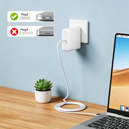 45W MacBook Air Charger - Magnetic Type, Mag2 T Interface - Compatible with 11-inch and 13-inch MacBook Air Models from 2012 to 2017. Laptop Power Adapter