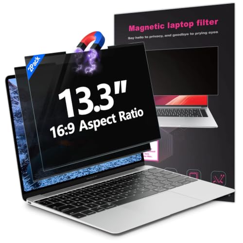 2Pack Magnetic 13.3 Inch Laptop Privacy Screen 16:9 Aspect Ratio, Removable Anti-Blue/Glare Protector Film, Anti Spy Desktop Security Private Filter 13.3in - color: Beige, size: 13.3inch 2pcs