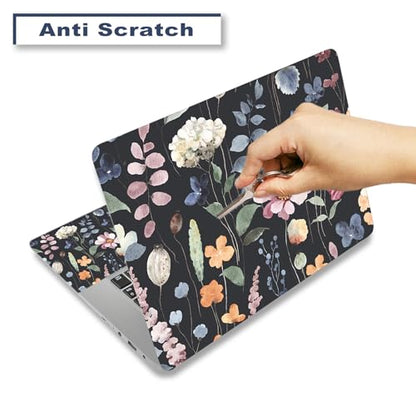 15.6" Laptop Skin Sticker Decal 12 13 13.3 14 15 15.4 15.6 inch Universal Notebook Skin Sticker Cover Personalized Art Decal Computer Protector, Black Flowers Plants - color: Black Flowers Plants