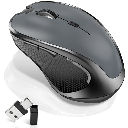 Mouse for MacBook Wireless Bluetooth Mouse Laptop MacBook Air Mac Pro Rechargeable Silent PC iPad Optical Mouse with Jiggler Dual Mode Switch Bluetooth 5.2/3.0 and 2.4GHz USB Type-C Receiver Gray - color: 4.Bluetooth Wireless Mouse (Gray)