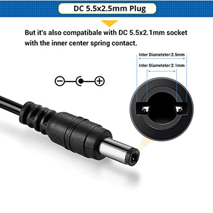 Facmogu 3 Prong DC 12V 3A 36W AC to DC Power Adapter, Desktop Adpater with 5.5x2.1mm & 2.5mm, 12V Power Switching Transformer, 12 Volt 3 Amp Power Supply Converter with 9.84ft/ 3m in Total Length - size: 12V 3A (3 Prong Plug)