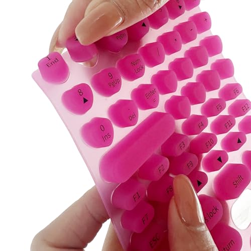 Keyboard Sticker for Long Nails with 119PCS Letters + 17 Inch Universal Keyboard Cover, Reusable Adhesive Silicone Keyboard Stickers, Dustproof Easy-Remove Protector Set for Desktop Keyboard(White)