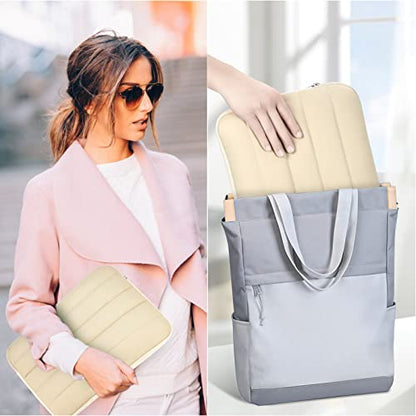 Bagasin 14-15.3 Inch Puffy Laptop Sleeve Case for MacBook Air 15.3 | Compatible with MacBook Air 15.3, MacBook Pro A1990 A1707, Dell XPS 15 Plus - color: Apricot yellow, size: 14