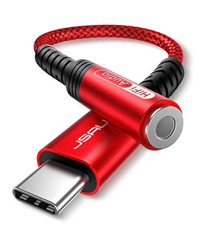 JSAUX USB Type C to 3.5mm Female Headphone Jack Adapter, USB C to Aux Audio Dongle Cable Cord Compatible with iPhone 15 Pro Max/15 Pro/15 Plus, Samsung Galaxy S23/S22/S21 Ultra, iPad Pro, Pixel -Red - color: Red, size: 1 x 0.6ft