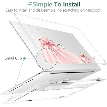 Batianda Princess Bow Case for Dell XPS 13 Laptop 2024 2025 | Fits Model Number 9340/9345/9350 13.4" Display, Slim Hard Shell, Lightweight Scratch-Resistant with Professional Protection - color: Princess Bow