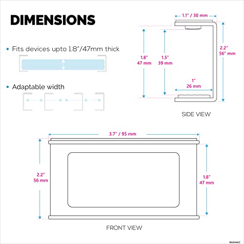 BRAINWAVZ Transparent Under Desk Laptop Holder Mount with Adhesive & Screw in, Devices Upto 1.8" Thick for Laptops, Macbooks, Surface, Cable Box, Routers, Keyboard, Modems, Network Switch & More - color: Transparent