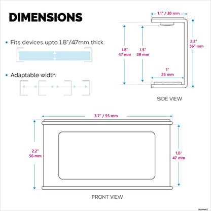 BRAINWAVZ Transparent Under Desk Laptop Holder Mount with Adhesive & Screw in, Devices Upto 1.8" Thick for Laptops, Macbooks, Surface, Cable Box, Routers, Keyboard, Modems, Network Switch & More - color: Transparent