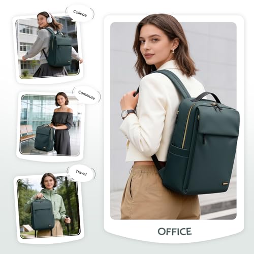 GOLF SUPAGS Travel Laptop Backpack for Women Airline Approved for Work College Travel Multi-Functional Casual Daypack Teacher Nurse Bags Fits 15.6 Inch Notebook (Atrovirens) - color: Atrovirens
