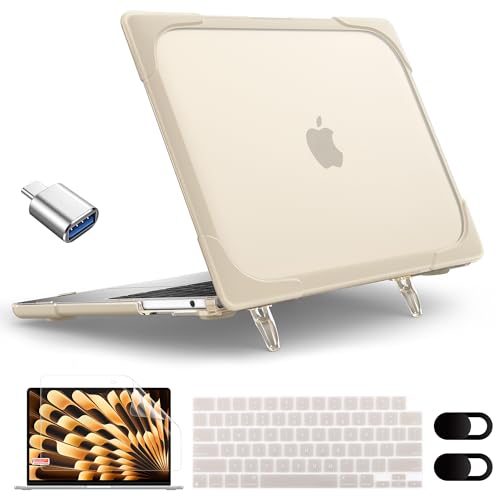 MEEgoodo Case for MacBook Air 15 inch 2026 2025 2024 2023, Case Fit Model (A3448/A3241/A3114/A2941) with M5/M4/M3/M2 Chip, Laptop Hard Shell with Heavy Duty Rugged Shockproof, Khaki - color: Khaki
