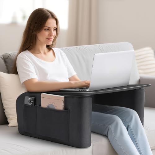 OPTIXCELL Lap Desk for Adults with Arm Rests,Ergonomic Laptop Pillow Stand for Bed,Couch,Floor - color: Black