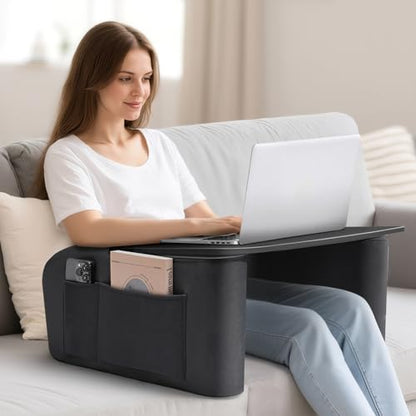 OPTIXCELL Lap Desk for Adults with Arm Rests,Ergonomic Laptop Pillow Stand for Bed,Couch,Floor - color: Black