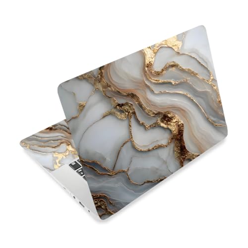 Laptop Skin Sticker Decal PVC Vinyl Sticker Notebook PC Protector Waterproof Scratch Resistant Laptop Skin for 12.1 13 13.3 13.6 14 15 15.3 16 Inch White Marble with Gold Accents - color: White Marble